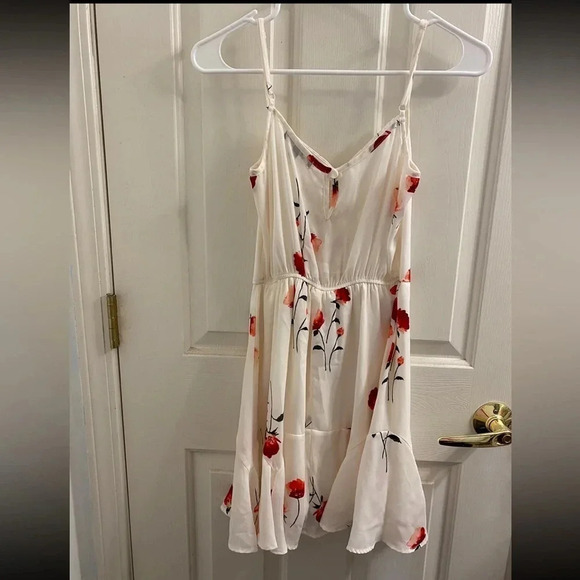 White floral above knee spaghetti strap Extra Small Dress - Picture 2 of 4